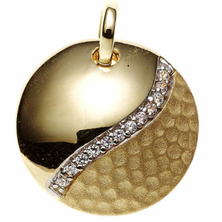 Anhänger 333 Gelbgold mit Zirkonia weiß strukturiert
