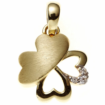 Anhänger "Kleeblatt" 8k (333) Gelbgold Zirkonia weiß
