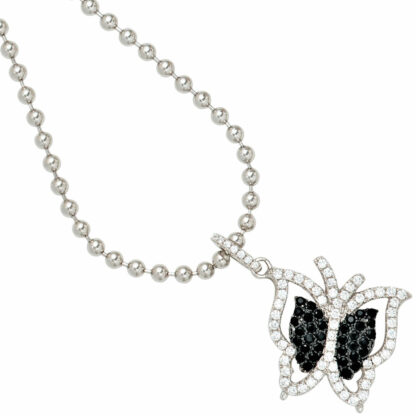 Anhänger "Schmetterling" 925 Silber mit Zirkonia weiß/schwarz – Bild 2