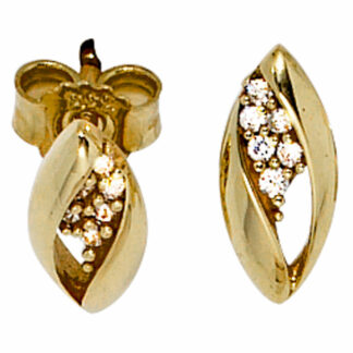 Ohrstecker 333 Gelbgold mit Zirkonia weiß Marquise