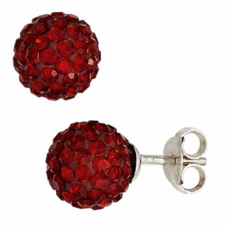 Ohrstecker "Kugel" 925 Silber mit SWAROVSKI ELEMENTS rot
