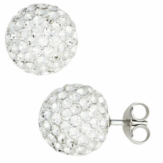 Ohrstecker "Kugel" 925 Silber mit SWAROVSKI ELEMENTS weiß