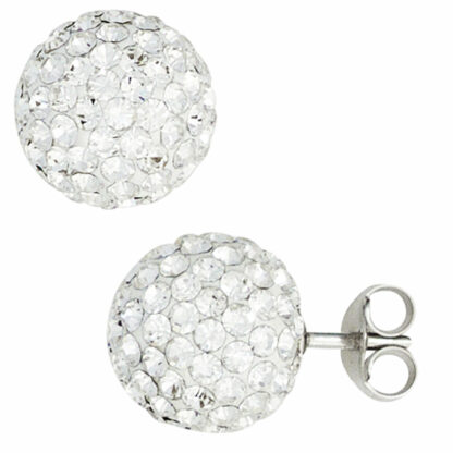 Ohrstecker "Kugel" 925 Silber mit SWAROVSKI ELEMENTS weiß