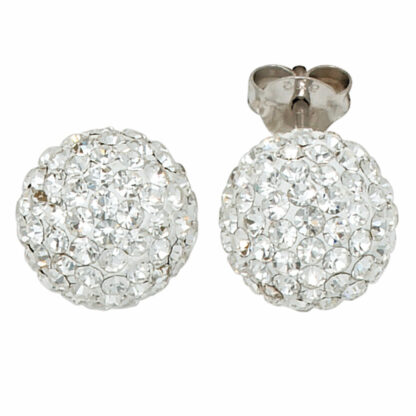 Ohrstecker "Kugel" 925 Silber mit SWAROVSKI ELEMENTS weiß – Bild 2