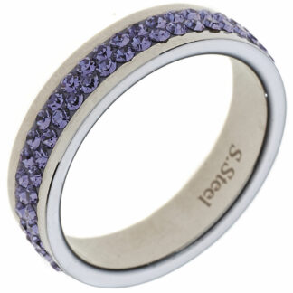 Ring Edelstahl mit SWAROVSKI ELEMENTS lila
