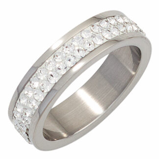 Ring Edelstahl mit SWAROVSKI ELEMENTS weiß