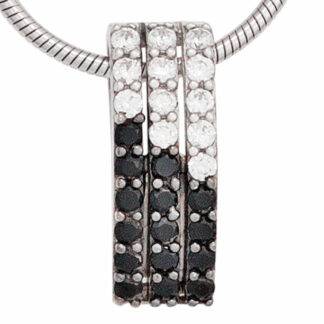 Anhänger 3-bahnig 925 Silber mit Zirkonia schwarz/weiß
