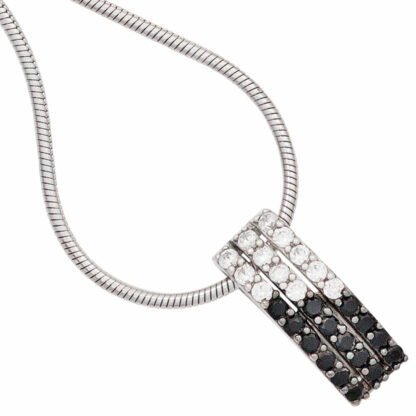 Anhänger 3-bahnig 925 Silber mit Zirkonia schwarz/weiß – Bild 2