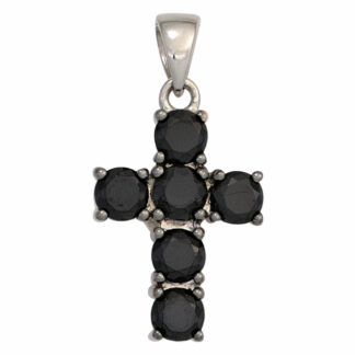 Anhänger "Kreuz"  925 Silber mit Zirkonia schwarz