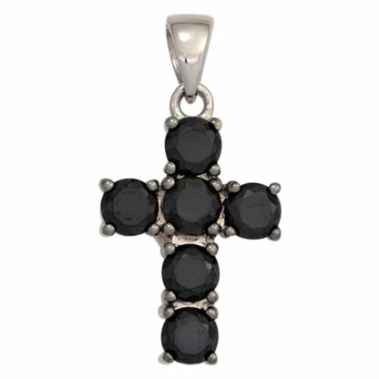 Anhänger "Kreuz"  925 Silber mit Zirkonia schwarz