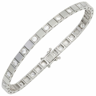 Armband 925 Silber mit Zirkonia weiß Segmente quadratisch