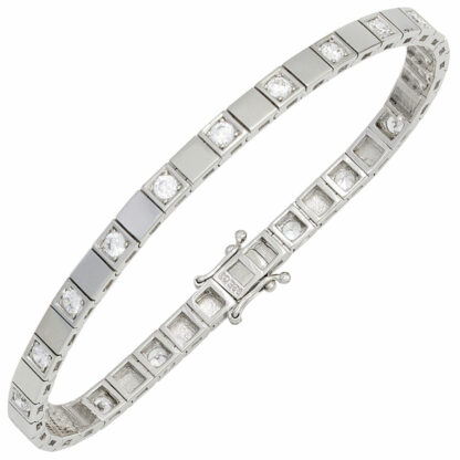 Armband 925 Silber mit Zirkonia weiß Segmente quadratisch
