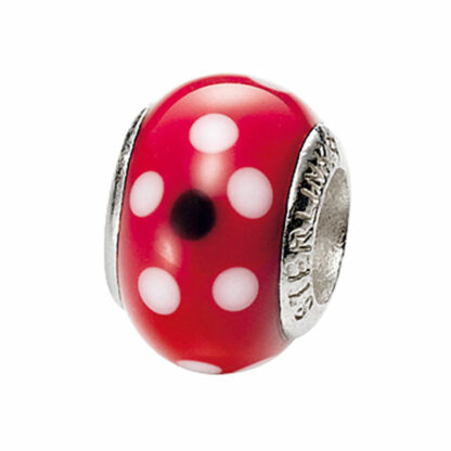 Bead "Blume" 925 Silber rot/weiß/schwarz – Bild 3