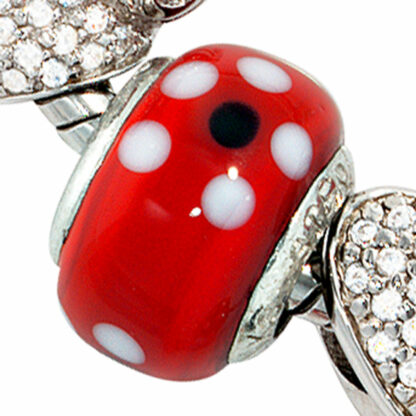 Bead "Blume" 925 Silber rot/weiß/schwarz – Bild 2