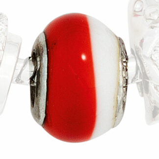 Bead 925 Silber rot/weiß
