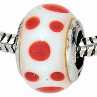 Bead 925 Silber rot/weiß gepunktet