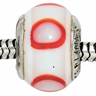Bead 925 Silber wie/rot mit Kreisen