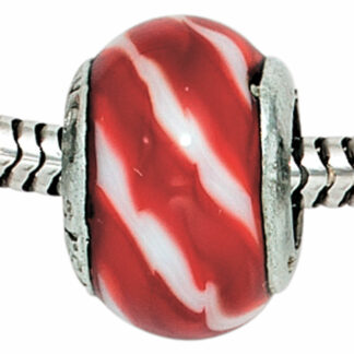 Bead 925 Silber rot/weiß marmoriert