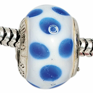 Bead 925 Silber weiß/blau gepunktet