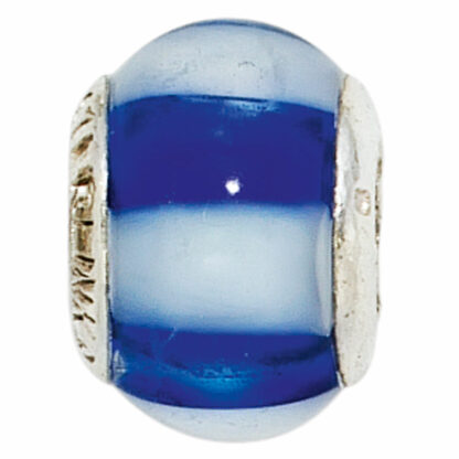 Bead 925 Sterling Silber weiß/blau gestreift