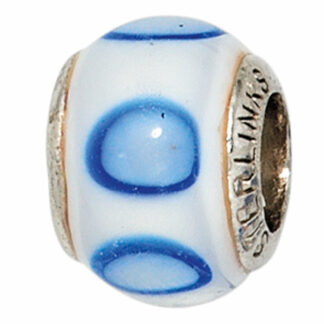 Bead 925 Silber weiß/blau Kreise