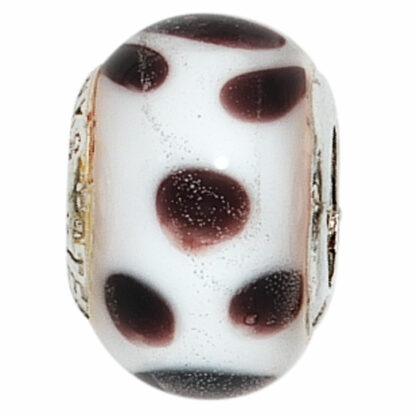 Bead/Einhänger 925 Silber weiß/bordeaux gepunktet