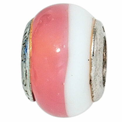 Bead/Einhänger 925 Sterling Silber weiß/rosa