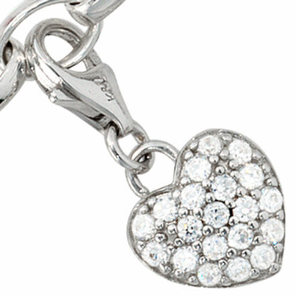 Charm/Einhänger "Herz" 925 Silber mit Zirkonia weiß