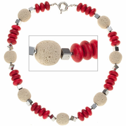 Collier Lava, Magnesith, Hämatin pink