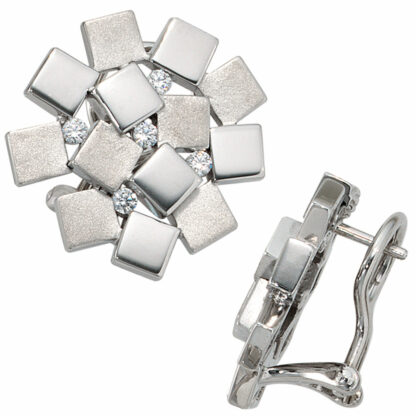 Ohrstecker 925 Silber mit Zirkonia weiß Mosaik