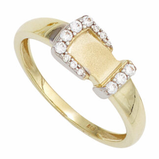 Ring "Gürtelschnalle" 333 Gelbgold mit Zirkonia weiß