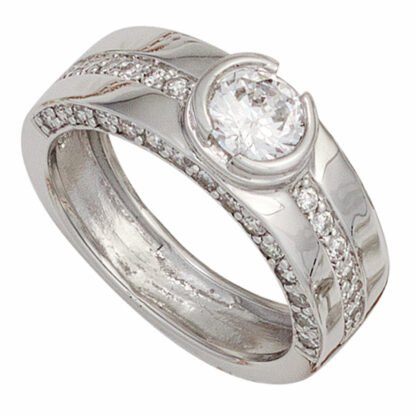 Ring 925 Silber/rhodiniert mit Zirkonia weiß