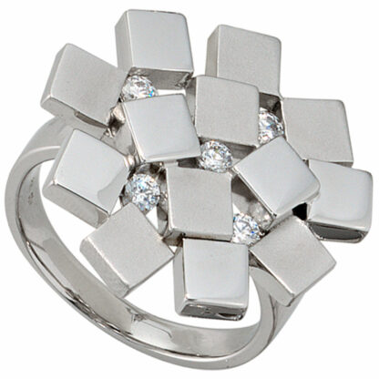 Ring 925 Silber mit Zirkonia weiß Mosaik