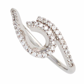 Ring 333 Weißgold mit Zirkonia weiß Welle