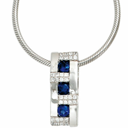 Anhänger 925 Silber mit Zirkonia blau und weiß – Bild 3