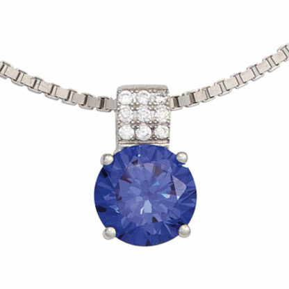 Anhänger 925 Silber mit Zirkonia in weiß und blau rund