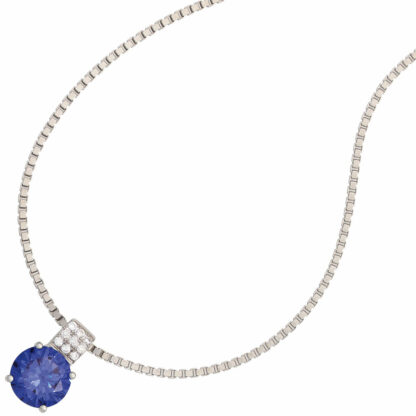 Anhänger 925 Silber mit Zirkonia in weiß und blau rund – Bild 2