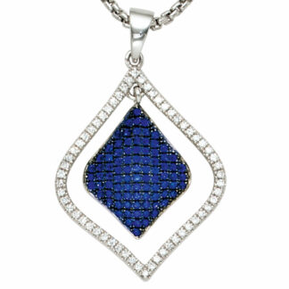 Anhänger 925 Silber mit Zirkonia weiß/blau Tropfen