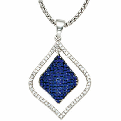 Anhänger 925 Silber mit Zirkonia weiß/blau Tropfen – Bild 3