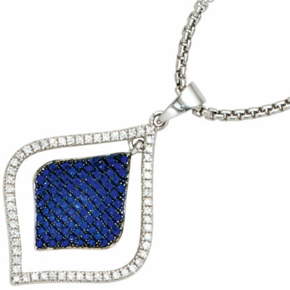 Anhänger 925 Silber mit Zirkonia weiß/blau Tropfen – Bild 2