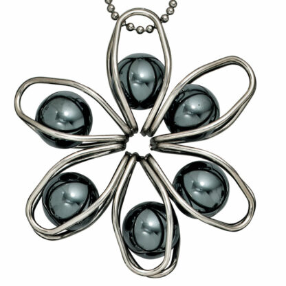 Collier "Blume" Edelstahl mit Kugeln