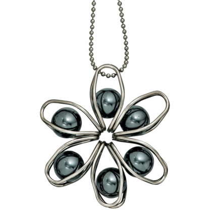 Collier "Blume" Edelstahl mit Kugeln – Bild 3