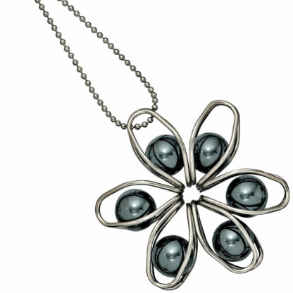 Collier "Blume" Edelstahl mit Kugeln – Bild 2