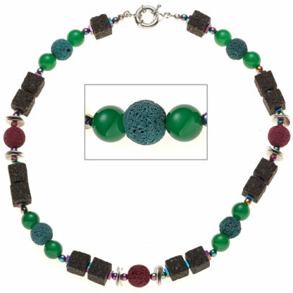 Collier Lava, Achat, Hämatin