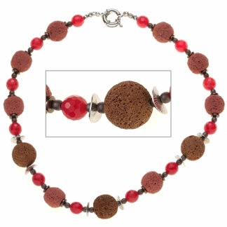 Collier Lava, Quarz, Hämatin rot/braun