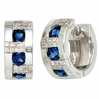 Creolen 925 Silber mit Zirkonia blau und weiß