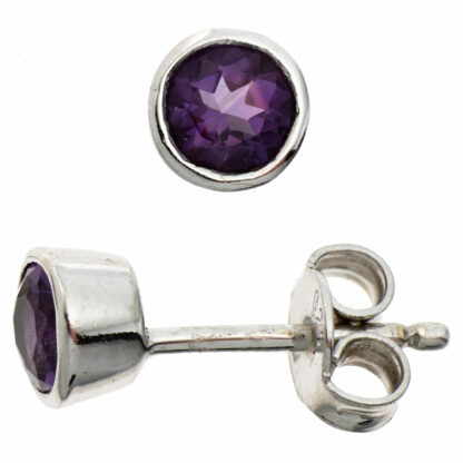 Ohrstecker 925 Silber mit Amethyst dunkelviolett