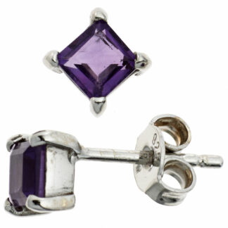 Ohrstecker 925 Silber mit Amethysten Treppenschliff