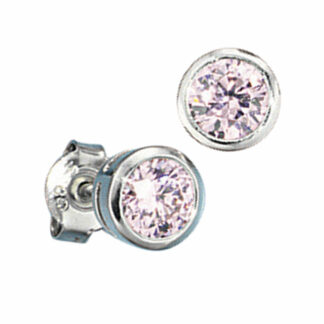 Ohrstecker 925 Silber mit Zirkonia rosa rund