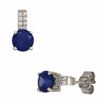 Ohrstecker 925 Silber mit Zirkonia weiß und blau